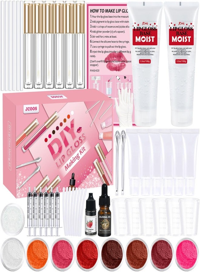 JCOOS Diy Lip Gloss Kit, Lip Gloss Making Kit, LipGloss Making Kit Make Your Own Lip Gloss Making Supplies, Shimmery LipGloss Base, Empty Tubes, Jojoba Oil, Women Teen Girl Gifts Trendy Stuff - Image 1